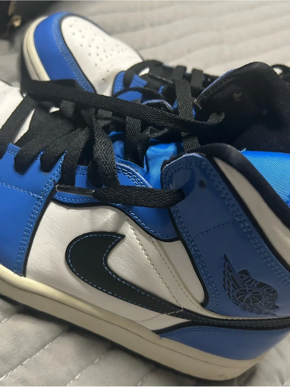 Jordan Men’s High-Top Basketball Sneakers in Blue, White & Black